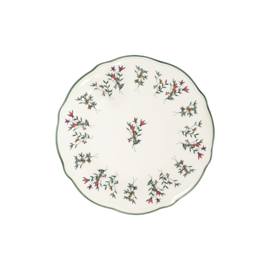 Ensemble de vaisselle 24 pièces en porcelaine, blanc/vert/rouge