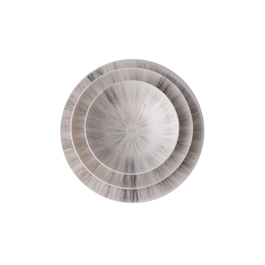 Ensemble de vaisselle 24 pièces en porcelaine, gris