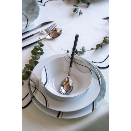 Ensemble de vaisselle 24 pièces en porcelaine — gris et vert