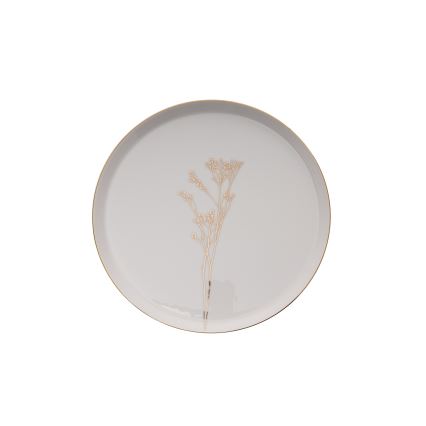 Ensemble de vaisselle 27 pièces en porcelaine, blanc et doré