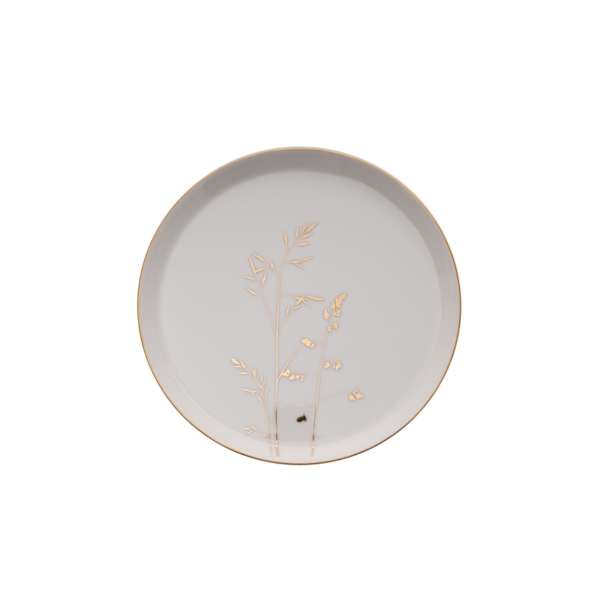 Ensemble de vaisselle 27 pièces en porcelaine, blanc et doré