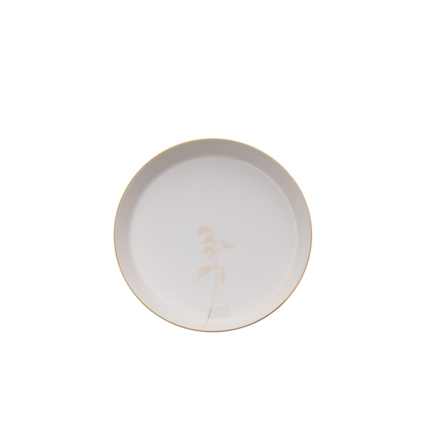 Ensemble de vaisselle 27 pièces en porcelaine, blanc et doré