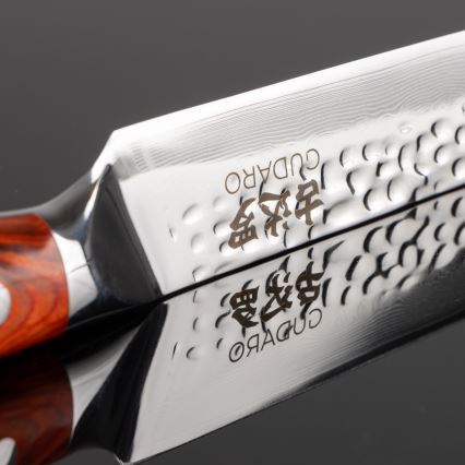 Gudaro - Lot de 5 couteaux de cuisine en acier damassé MIYABI + bloc pour couteaux et ciseaux à volaille