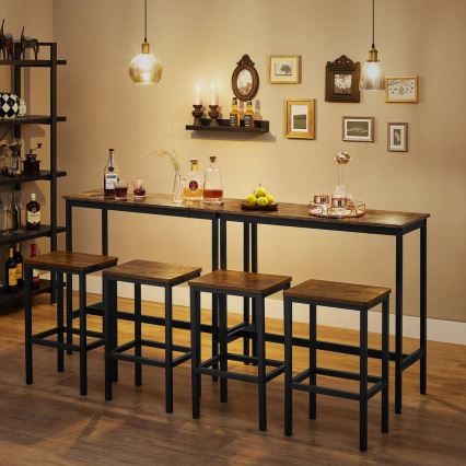 Ensemble table de bar et 2 tabourets BARTIS, marron/noir