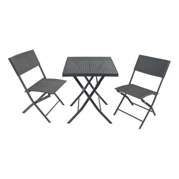 Ensemble table de jardin avec 2 chaises grises
