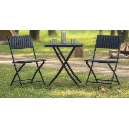 Ensemble table de jardin avec 2 chaises grises