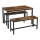 ENSEMBLE Table haute 110x70 cm + 2x bancs 97x30 cm TREVOR marron/noir