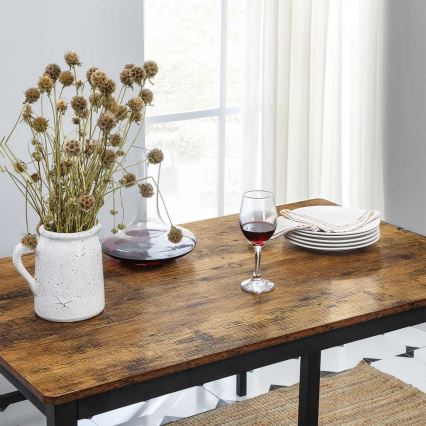 ENSEMBLE Table haute 110x70 cm + 2x bancs 97x30 cm TREVOR marron/noir