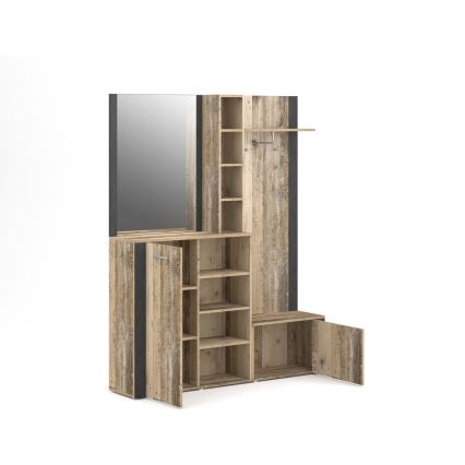 Entreewand met spiegel KEVIN bruin/zwart