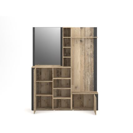 Entreewand met spiegel KEVIN bruin/zwart