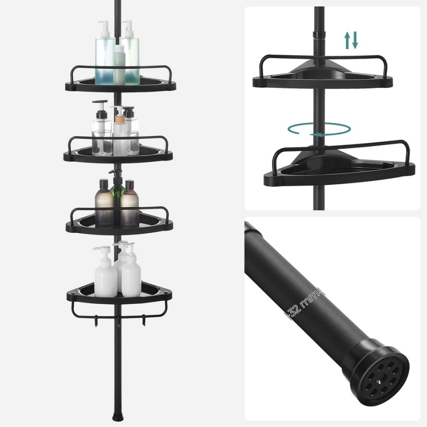 Étagère d'angle pour salle de bains DEX noire