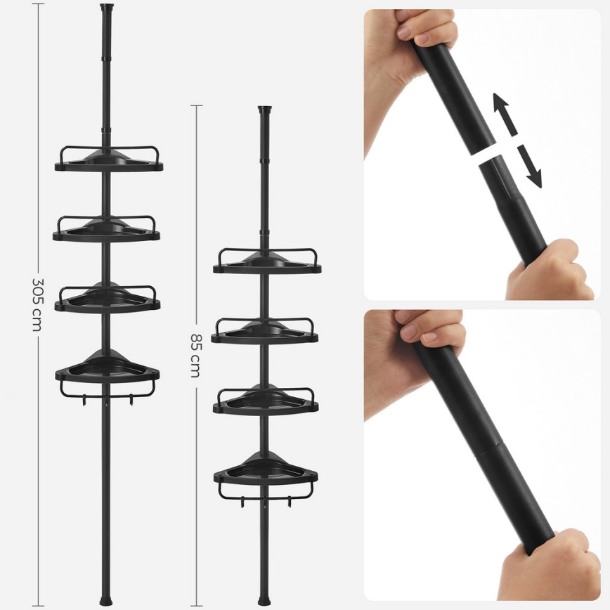 Étagère d'angle pour salle de bains DEX noire