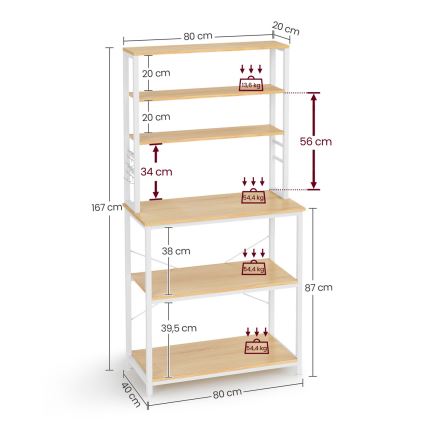 Étagère de cuisine MARGE brun/blanc