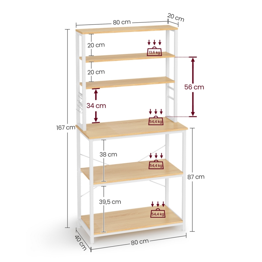 Étagère de cuisine MARGE brun/blanc