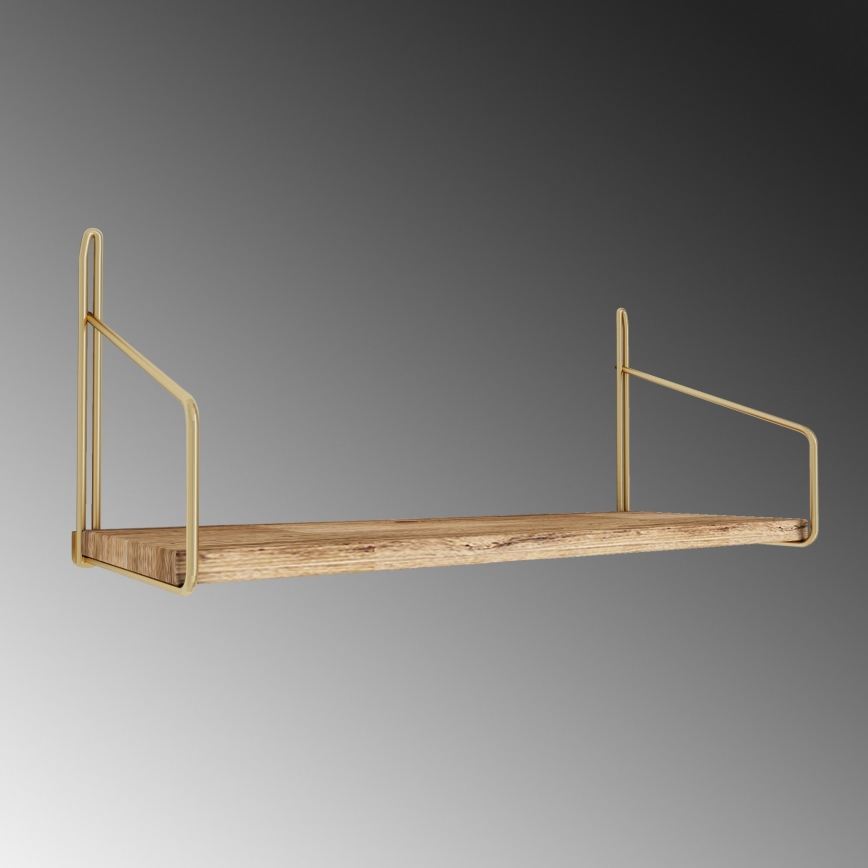 Étagère murale 45x16 cm chêne/doré