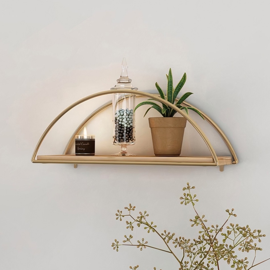 Étagère murale 45x18 cm chêne/doré