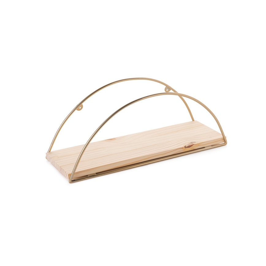 Étagère murale 45x18 cm chêne/doré