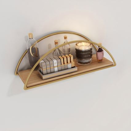 Étagère murale 45x18 cm chêne/doré
