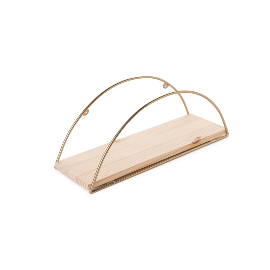 Étagère murale 45x18 cm chêne/doré