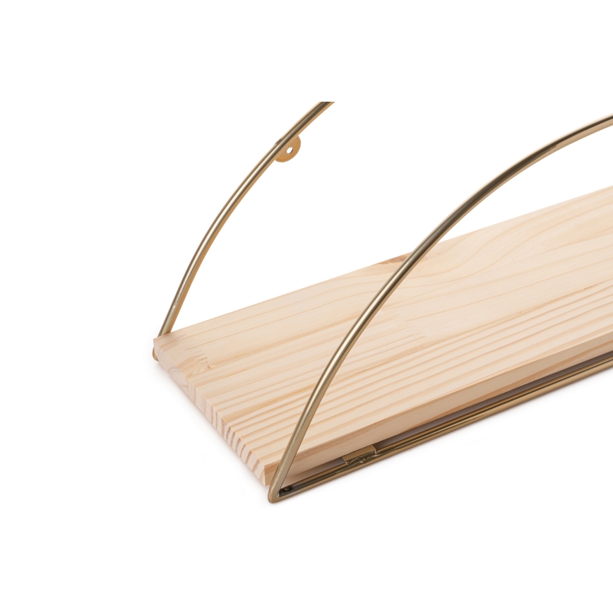 Étagère murale 45x18 cm chêne/doré