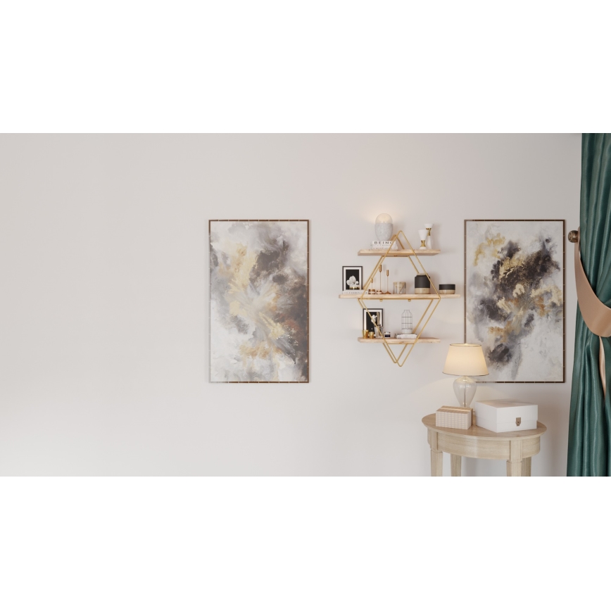 Étagère murale 70x60 cm doré/marron