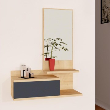 Étagère murale avec un miroir ROZELLA 90x60 cm beige/anthracite