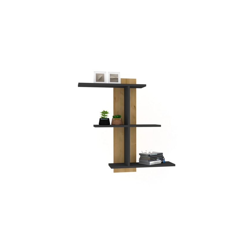 Etagère murale BAHRO 90x111 cm anthracite/marron