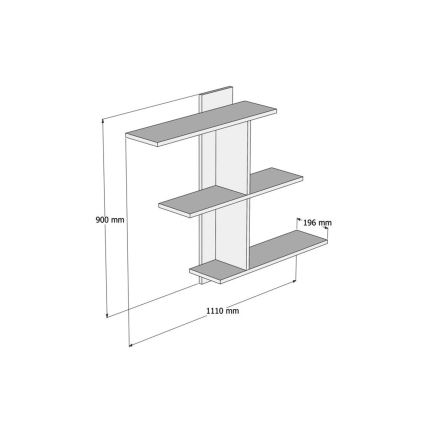 Etagère murale BAHRO 90x111 cm anthracite/marron