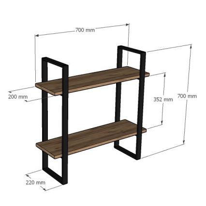 Etagère murale BUBA 70x70 cm marron/anthracite