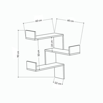 Étagère murale d'angle LUKSA 90x60 cm blanche