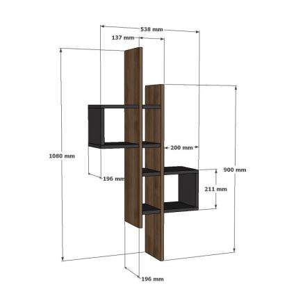 Étagère murale EMSE 108x53,8 cm marron/anthracite