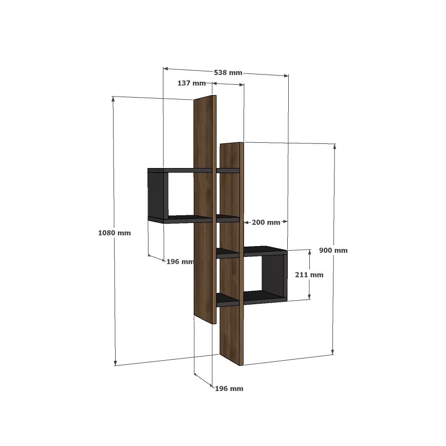 Étagère murale EMSE 108x53,8 cm marron/anthracite