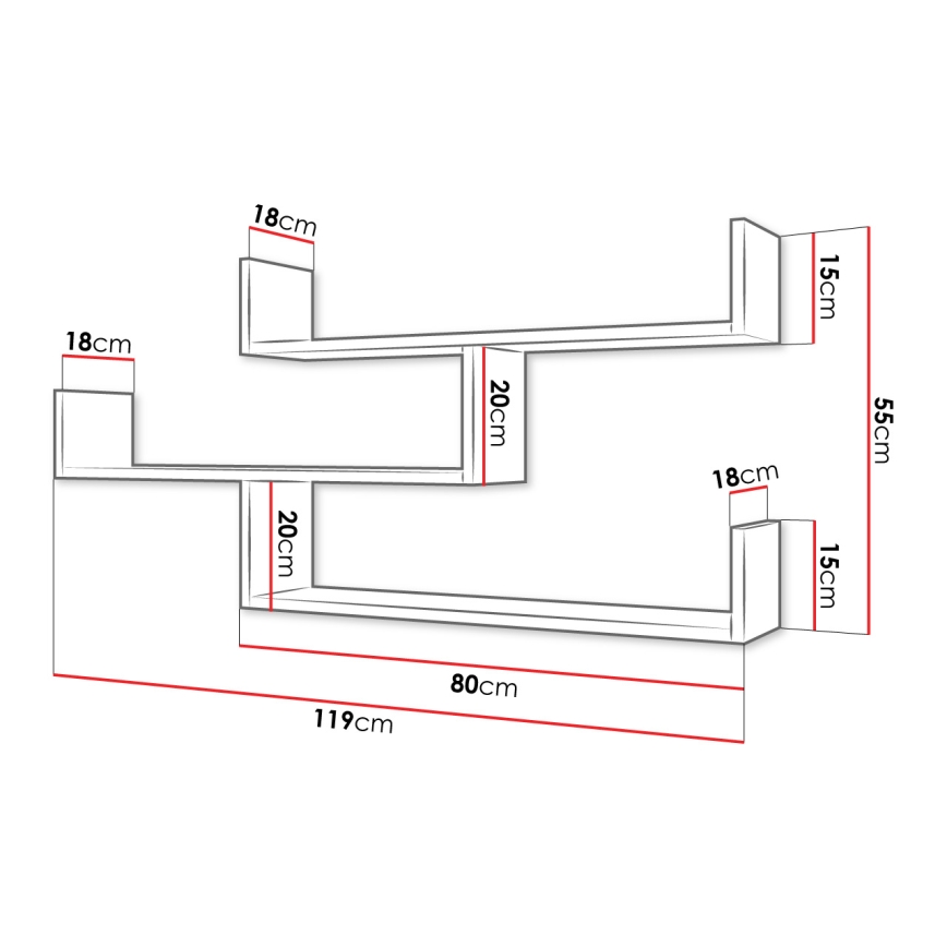 Étagère murale TRIO 55 x 119 cm, coloris cachemire