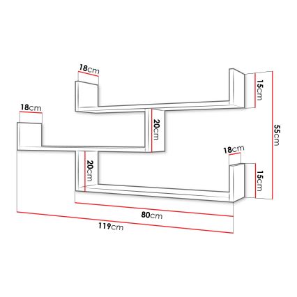 Étagère murale TRIO 55x119 cm noir graphite