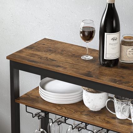 Étagère polyvalente pour bouteilles et verres NAVARO marron/noir