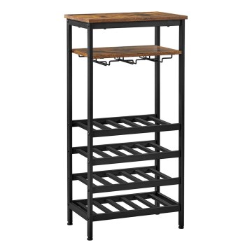 Étagère polyvalente pour bouteilles et verres NAVARO marron/noir