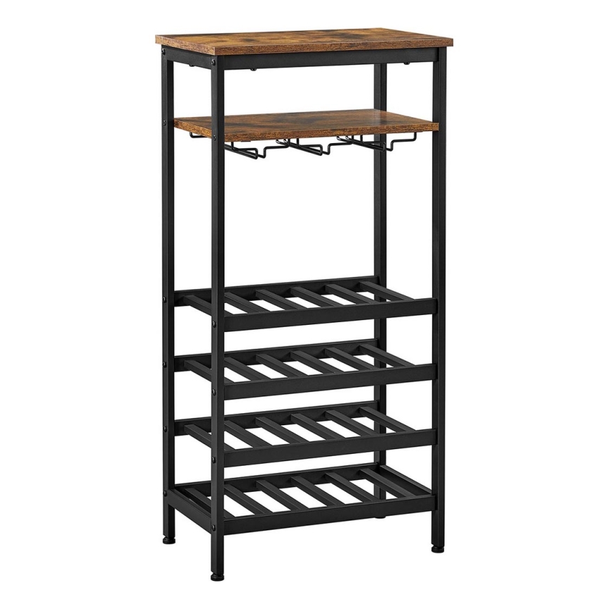 Étagère polyvalente pour bouteilles et verres NAVARO marron/noir