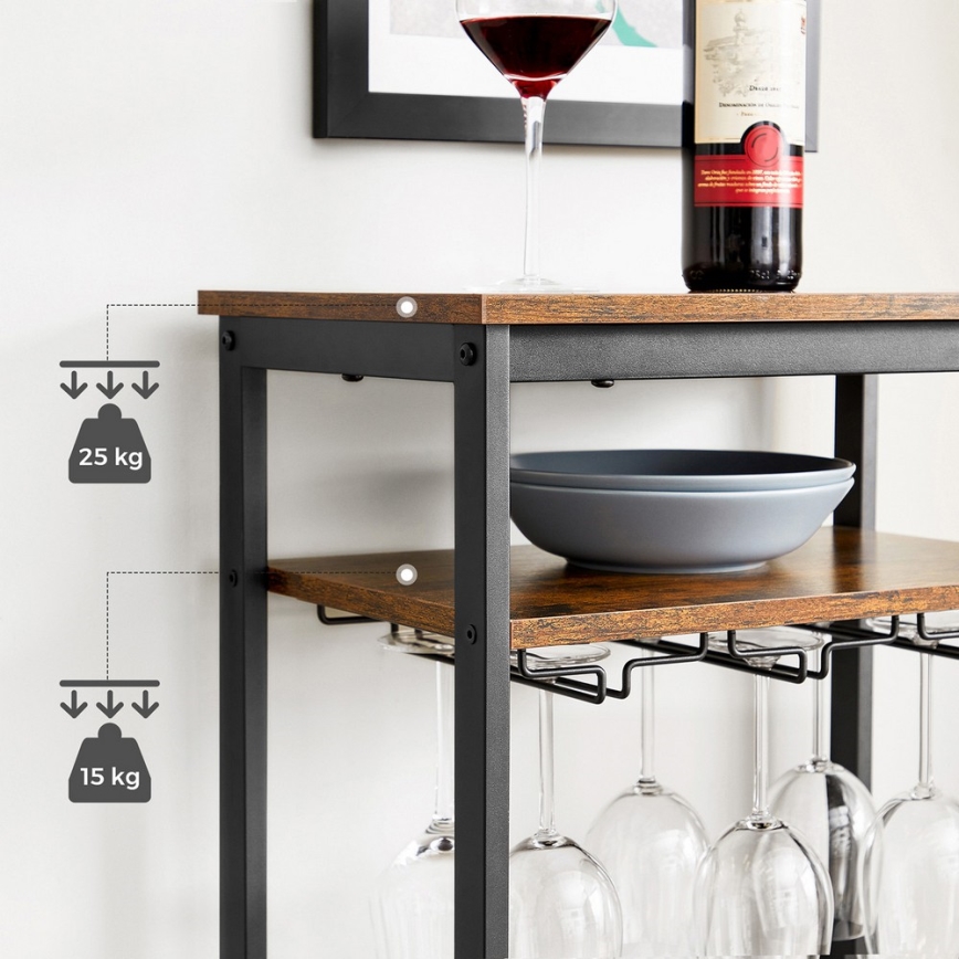 Étagère polyvalente pour bouteilles et verres NAVARO marron/noir