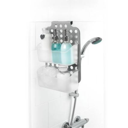 Étagère suspendue à deux niveaux pour douche 12x35,5 cm gris/blanc