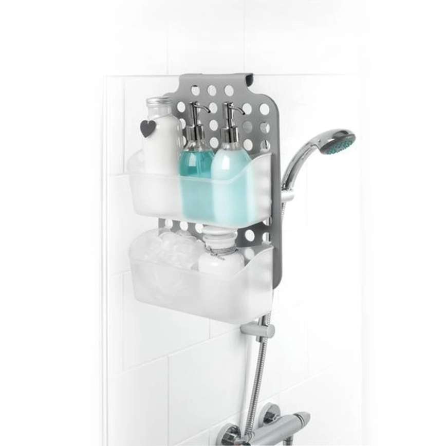 Étagère suspendue à deux niveaux pour douche 12x35,5 cm gris/blanc