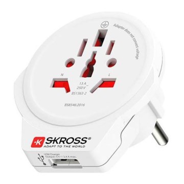Europese reisadapter met USB-A 12W voor reizigers in Tsjechië, type E/F