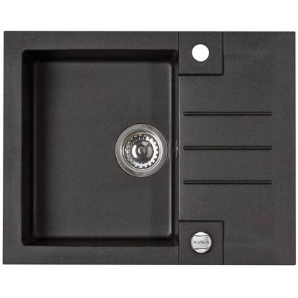 Évier ALVEUS SETA23236 - Évier ROCK 59,5x47,5 cm + robinet avec bras flexible MINTAS 34 cm en granit/noir mat