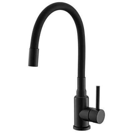 Évier ALVEUS SETA23236 - Évier ROCK 59,5x47,5 cm + robinet avec bras flexible MINTAS 34 cm en granit/noir mat