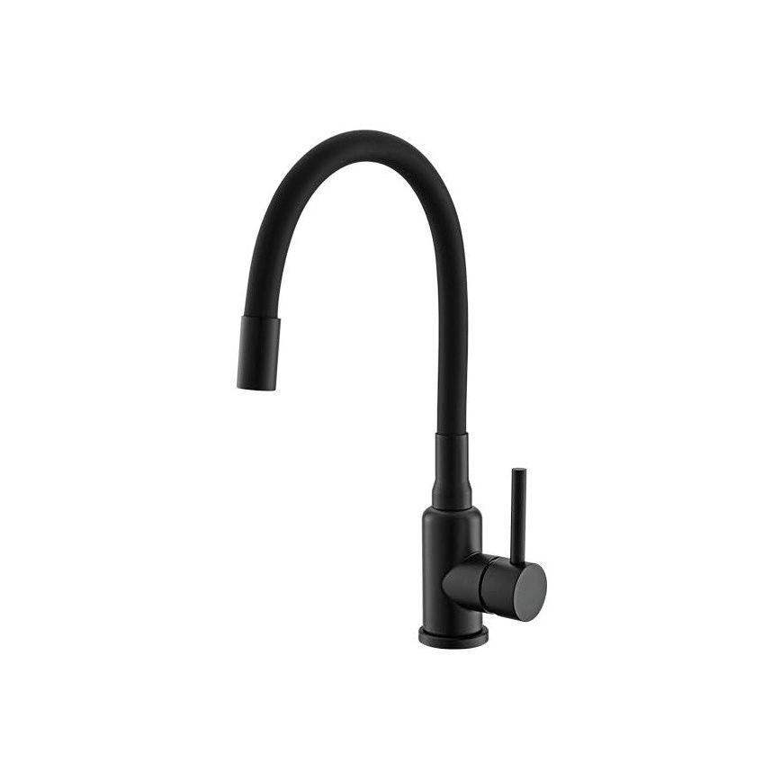 Évier ALVEUS SETA23236 - Évier ROCK 59,5x47,5 cm + robinet avec bras flexible MINTAS 34 cm en granit/noir mat