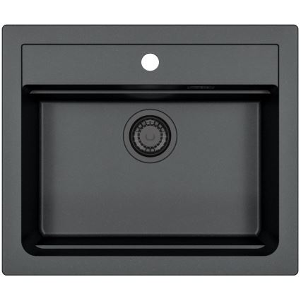 Evier de cuisine ALVEUS SETA23228 ATROX 59x50 cm + robinet avec bras flexible MINTAS 34 cm granit/noir mat