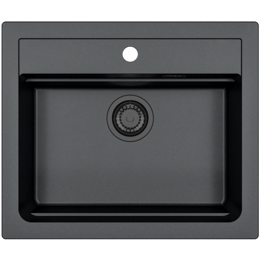 Evier de cuisine ALVEUS SETA23228 ATROX 59x50 cm + robinet avec bras flexible MINTAS 34 cm granit/noir mat