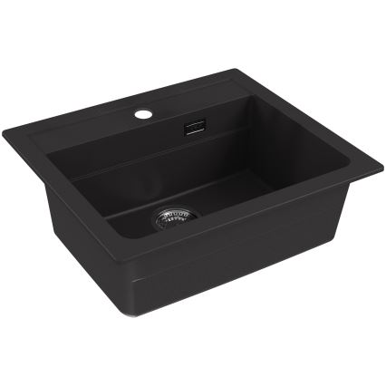 Evier de cuisine ALVEUS SETA23228 ATROX 59x50 cm + robinet avec bras flexible MINTAS 34 cm granit/noir mat