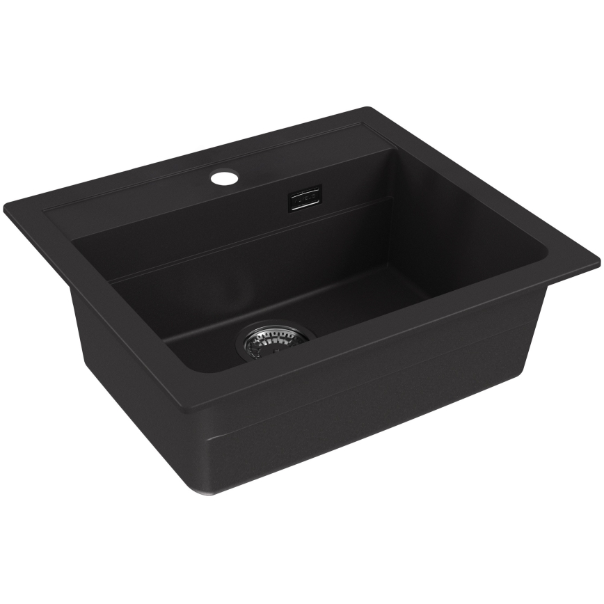 Evier de cuisine ALVEUS SETA23228 ATROX 59x50 cm + robinet avec bras flexible MINTAS 34 cm granit/noir mat