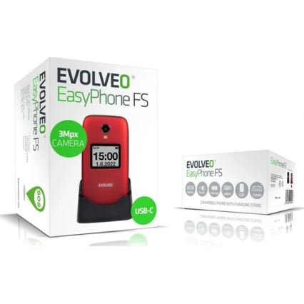 Evolveo - EasyPhone FS, téléphone portable à clapet 2.8 rouge