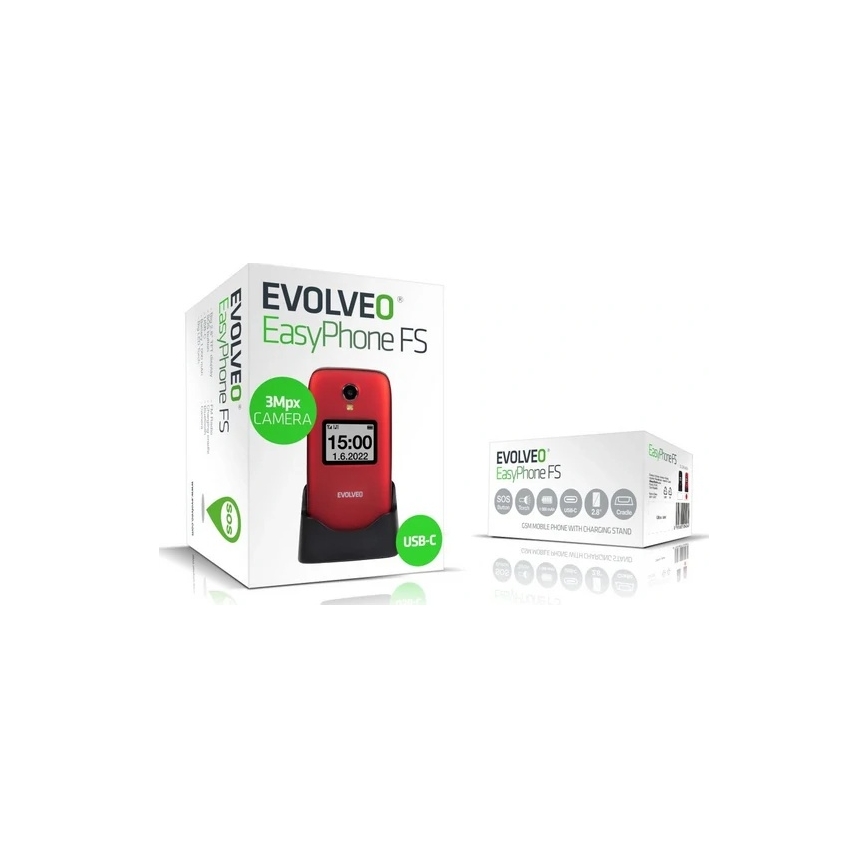 Evolveo - EasyPhone FS, téléphone portable à clapet 2.8 rouge